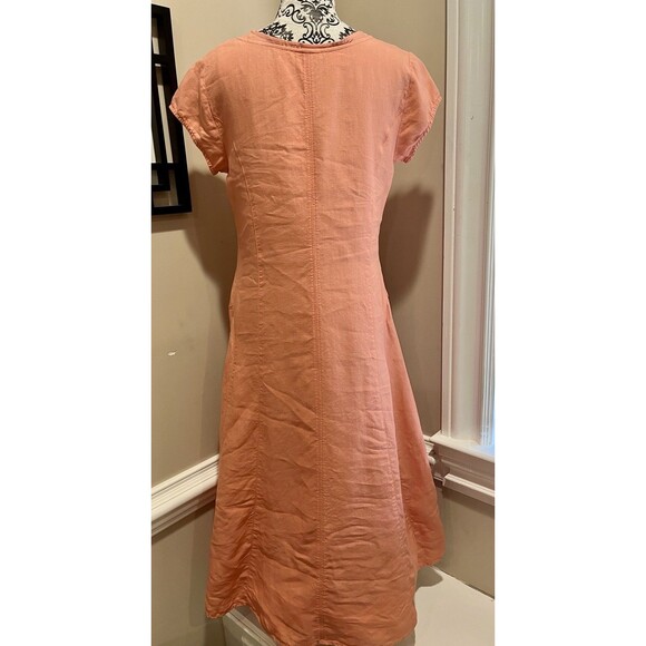 J. Jill Fit N Flare Dress Peach 100% Linen M Relaxed Lined Comfy Beach Church - Picture 5 of 11